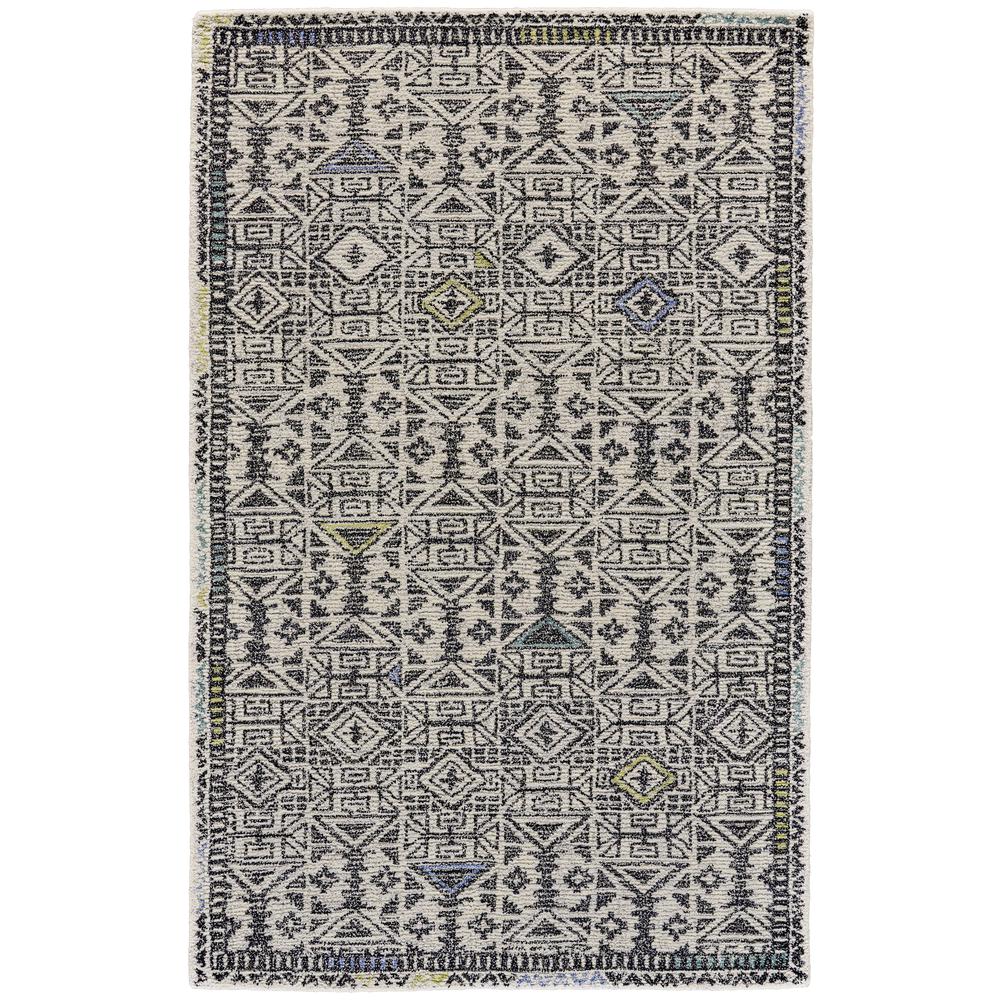 Arazad Tufted Tribal Pattern Rug, Warm Gray/Black/Green, 8ft x 11ft Area Rug, 7238447FBLKLNEG99. Picture 2