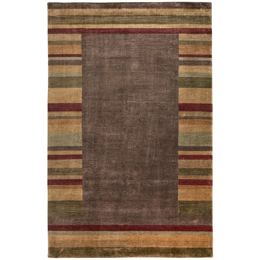 Keystone Modern Stripes, Brown/Green/Red, 5'-6" x 8'-6" Area Rug. Picture 1