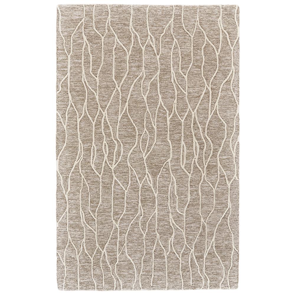 Enzo Minimalist Abstract Wool Rug, Warm Taupe/Ivory, 5ft x 8ft Area Rug, 7428734FIVYGRYE10. Picture 2