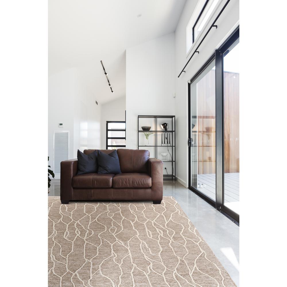 Enzo Minimalist Abstract Wool Rug, Warm Taupe/Ivory, 5ft x 8ft Area Rug, 7428734FIVYGRYE10. Picture 1