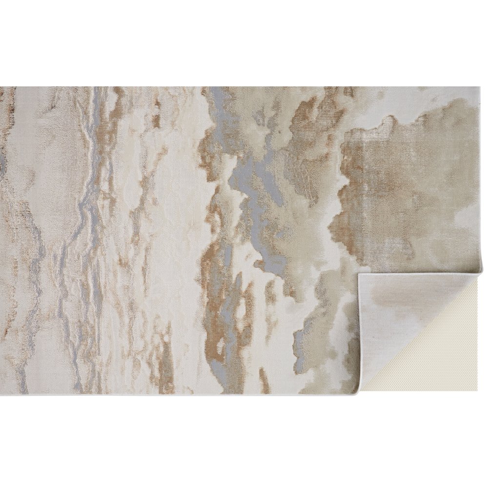Aura Modern Abstract, Ivory/Tan/Gray, 3'-11" x 6' Accent Rug. Picture 4