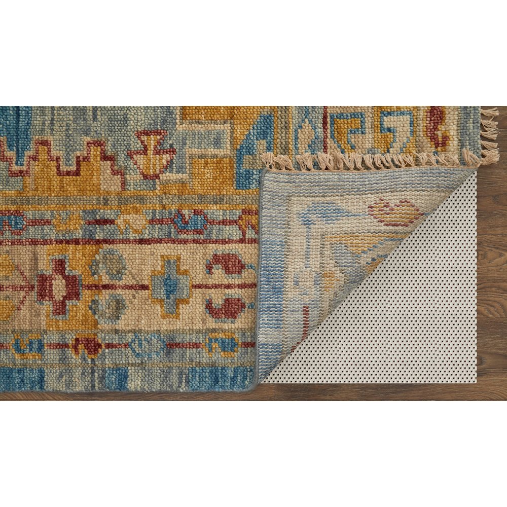 Fillmore Traditional Geometric, Blue/Yellow/Red, 3' x 5' Accent Rug. Picture 4