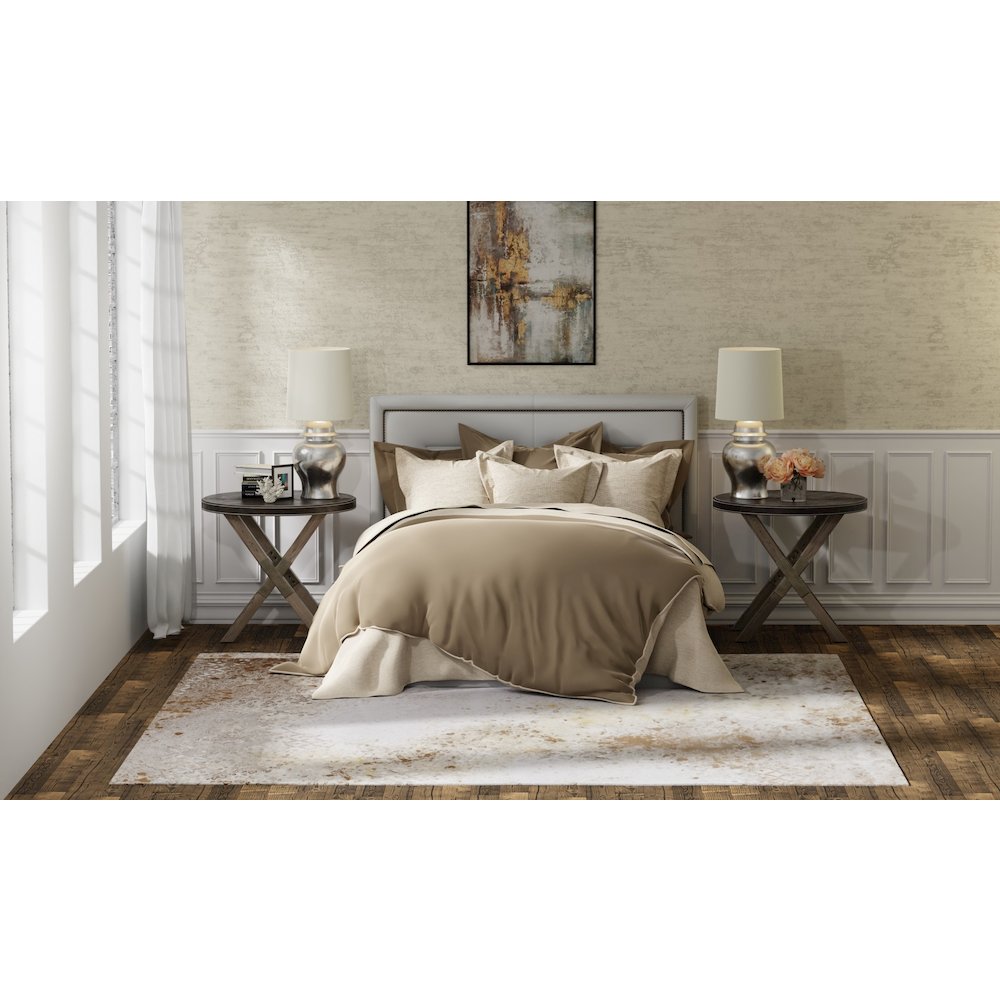 Waldor Modern Watercolor, Brown/Tan/Ivory, 6'-7" x 9'-6" Area Rug. Picture 3