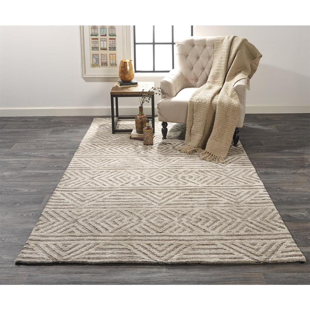 Colton Modern Diamond Art Deco Rug, Sand/Natural Tan, 5ft x 8ft Area Rug, 8748791FBRN000E10. Picture 1