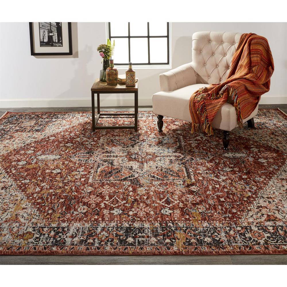 Caprio Space Dyed Medallion Rug, Rust/Tan/Black, 6ft-7in x 9ft-6in Area Rug, 9203960FRST000F05. Picture 1