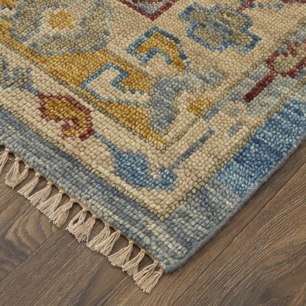 Fillmore Traditional Geometric, Blue/Yellow/Red, 3' x 5' Accent Rug. Picture 3