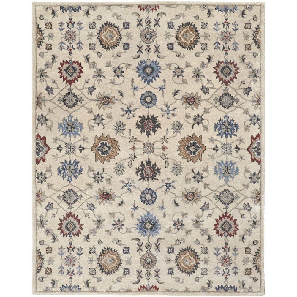 Rylan Transitional Floral & Botanical, Ivory/Blue/Tan, 8' x 10' Area Rug. Picture 1