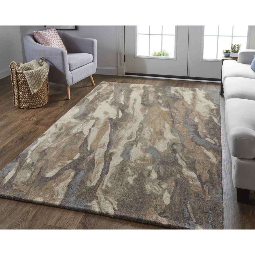Amira Contemporary Watercolor Rug, Biscuit Tan/Morel Brown, 9ft x 12ft Area Rug, AMI8632FBRN000G00. Picture 1