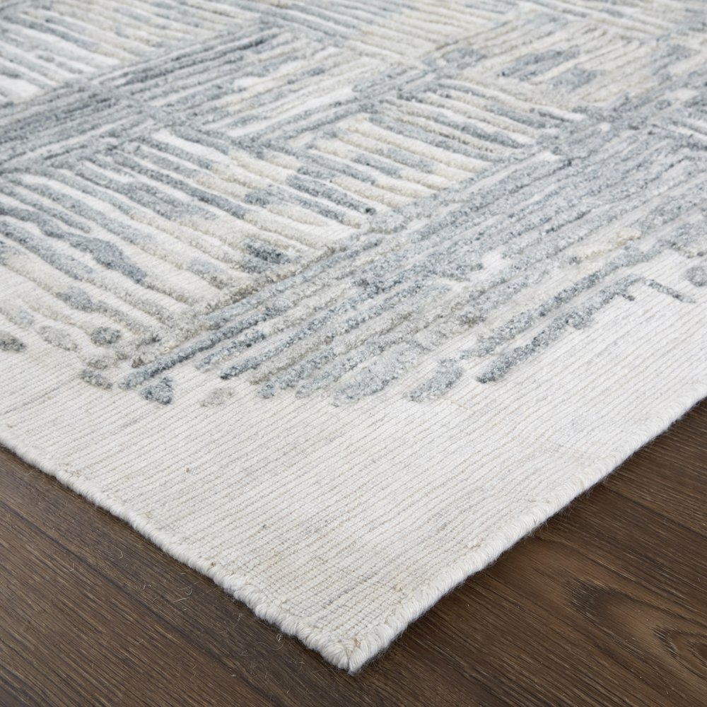 Elias Modern Abstract, Green/Blue/Ivory, 5' x 8' Area Rug. Picture 3