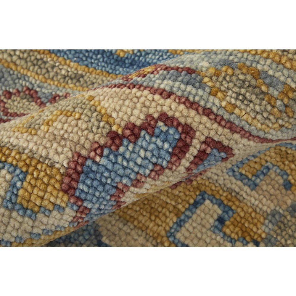 Fillmore Traditional Geometric, Blue/Yellow/Red, 3' x 5' Accent Rug. Picture 5