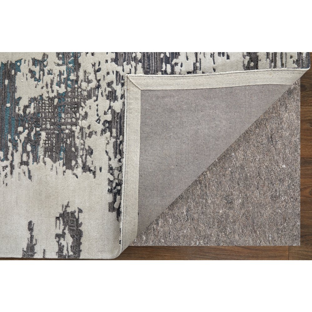 Zarah Modern Abstract, Ivory/Gray/Blue, 10' x 14' Area Rug. Picture 4