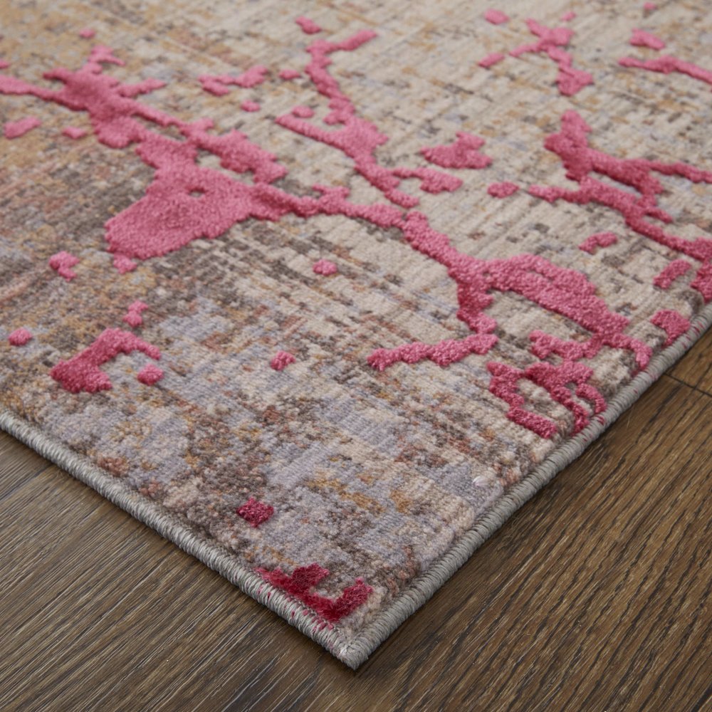 Pryor Modern Abstract, Pink/Gray/Taupe, 6'-7" x 9'-6" Area Rug. Picture 3