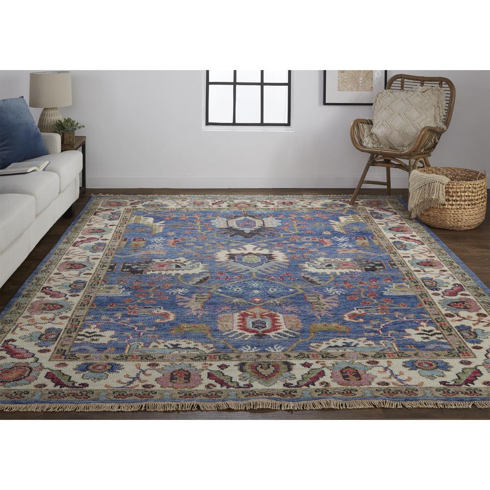 Beall Luxury Wool Rug, Ornamental Border, Blue, 5ft-6in x 8ft-6in Area Rug, BEA6708FBLUMLTE50. Picture 1