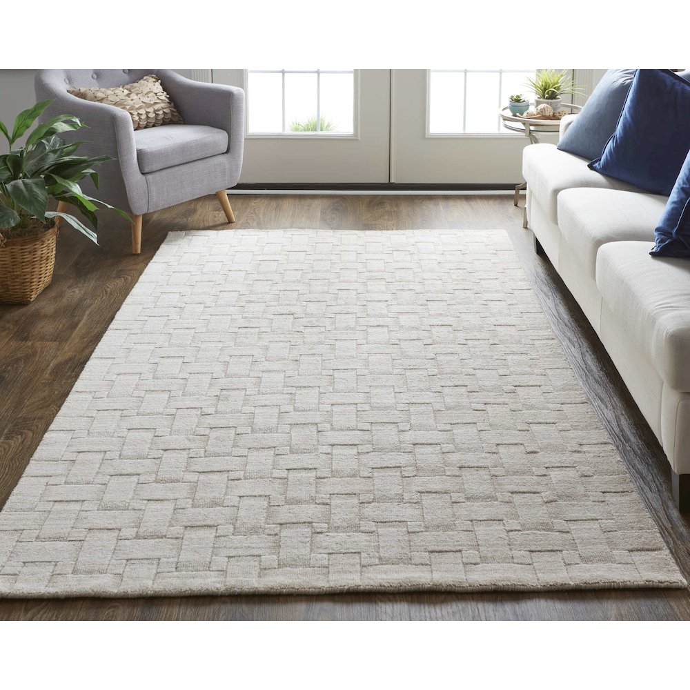 Redford Transitional Solid, Ivory, 5' x 8' Area Rug. Picture 2