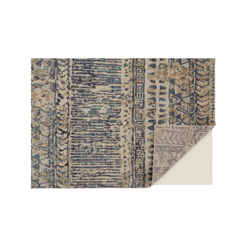 Palomar Luxe Hand Knot Abstract Accent Rug, Denim Blue/Beige/Sand, 2ft x 3ft, PAL6591FBLUBGEP00. Picture 4