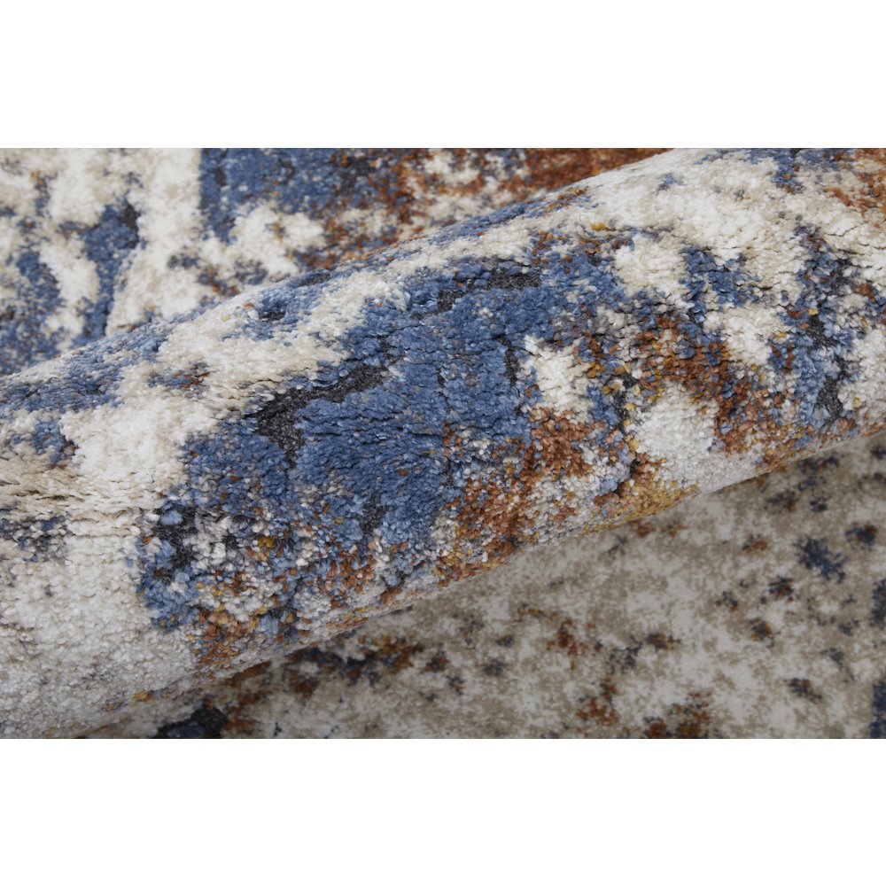 Gilmore Modern Abstract, Ivory/Blue/Orange, 10' x 14' Area Rug. Picture 5