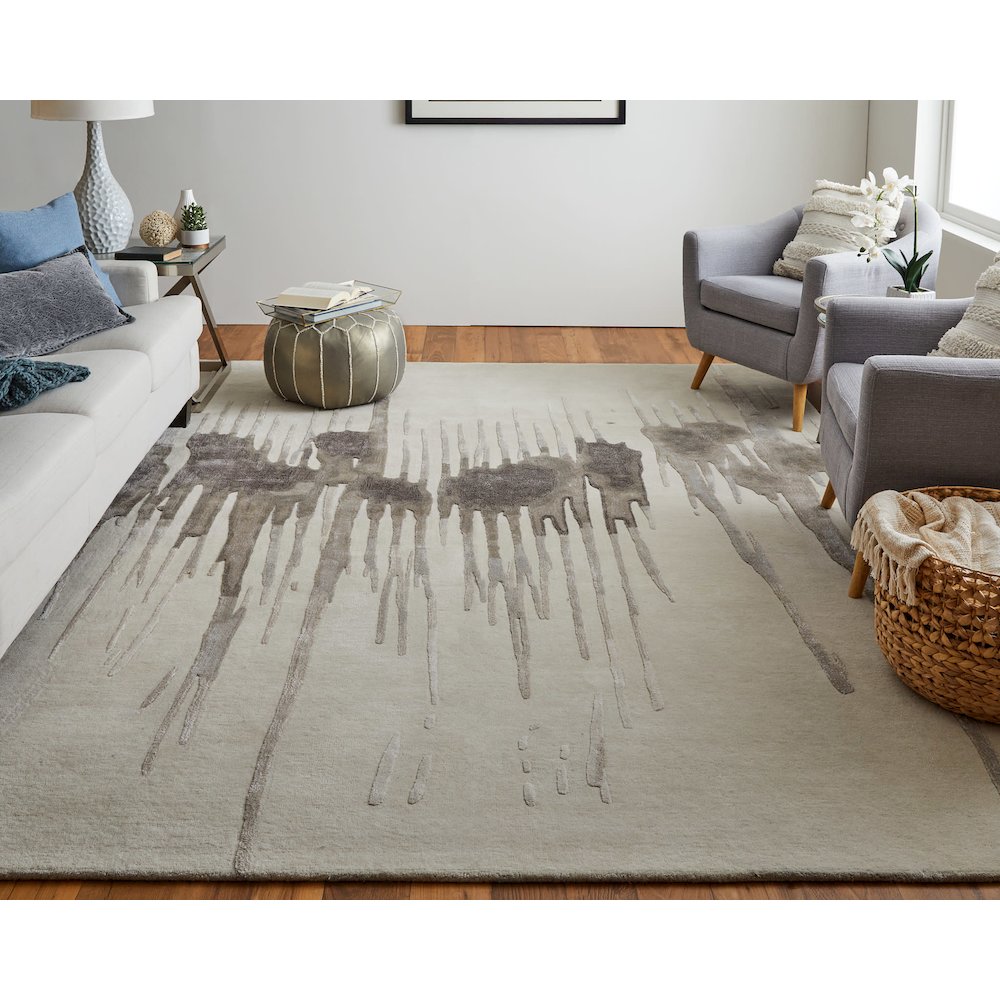 Anya Transitional Abstract, Ivory/Brown/Taupe, 2' x 3' Accent Rug. Picture 2