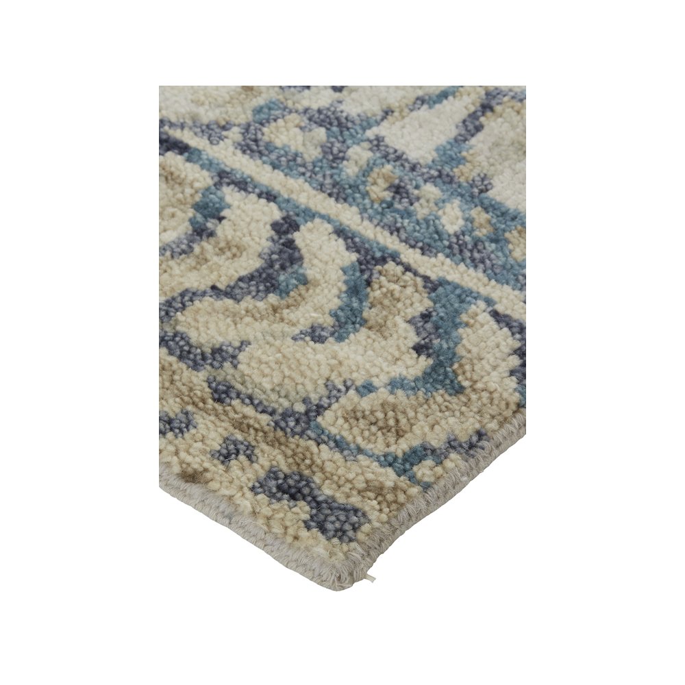 Palomar Luxe Hand Knot Abstract Accent Rug, Denim Blue/Beige/Sand, 2ft x 3ft, PAL6591FBLUBGEP00. Picture 3