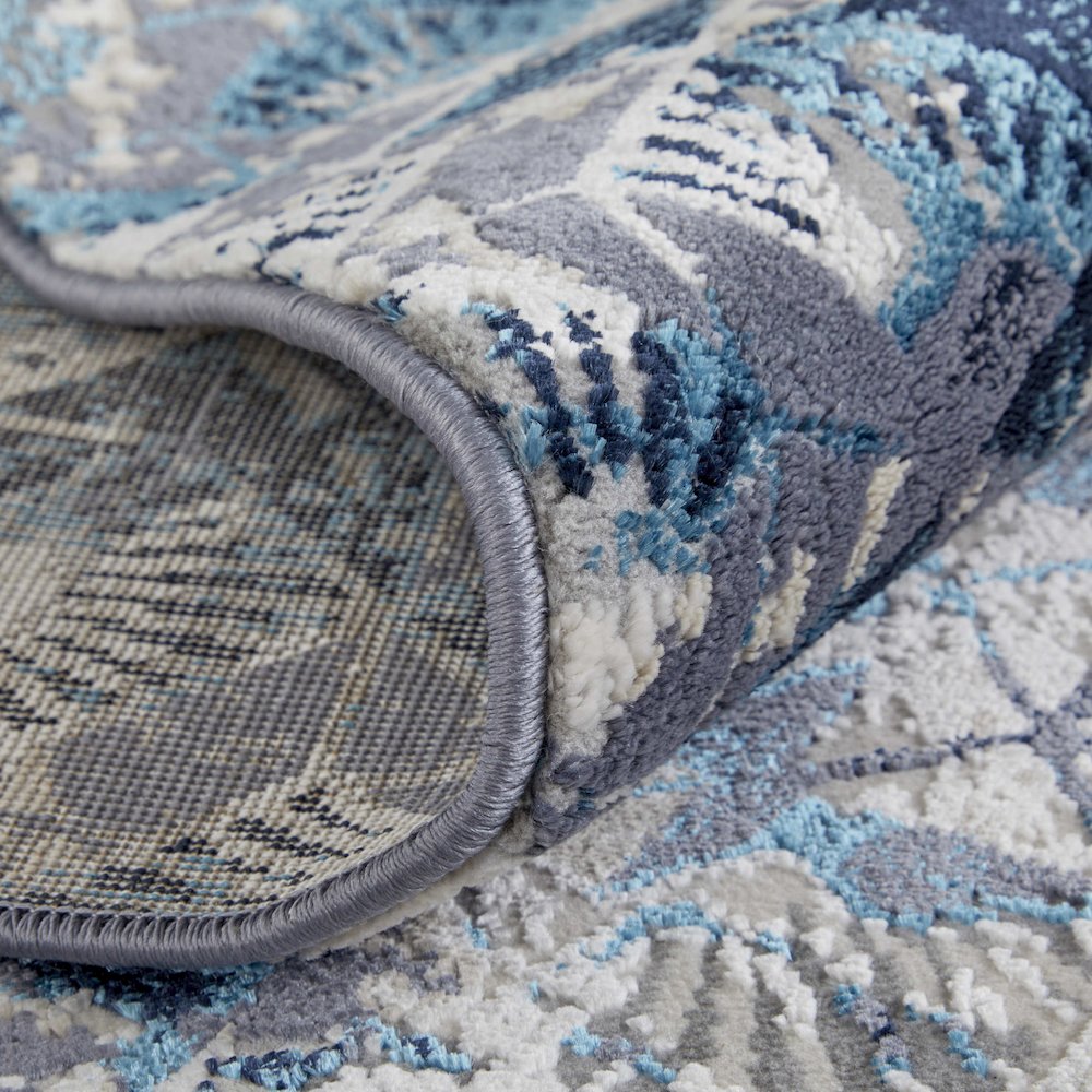 Indio Modern Diamond, Blue/Ivory/Gray, 8' x 10' Area Rug. Picture 7