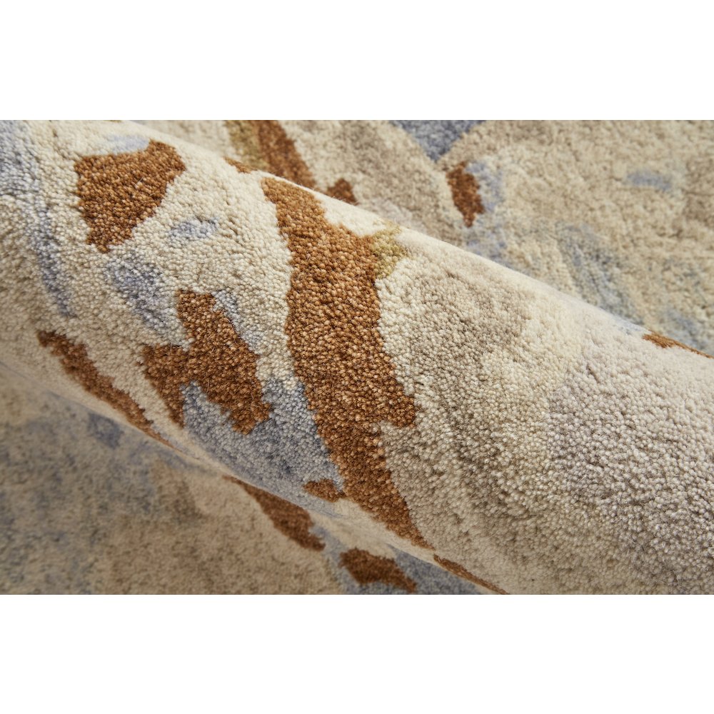 Everley Modern Abstract, Ivory/Blue/Brown, 5' x 8' Area Rug. Picture 5