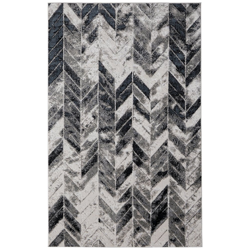 Micah Modern Chevron, Black/Gray/Silver, 8' x 10' Area Rug. Picture 1