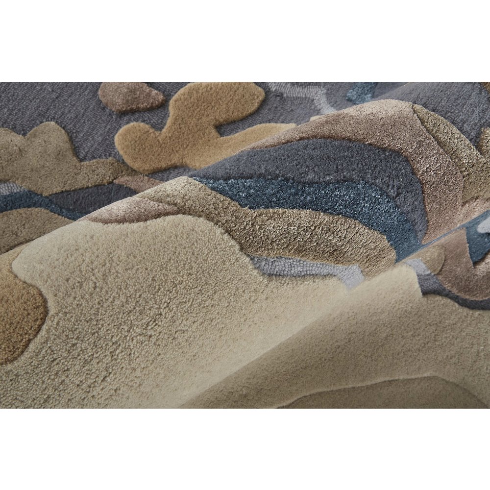 Serrano Transitional Abstract, Tan/Brown/Blue, 5' x 8' Area Rug. Picture 5
