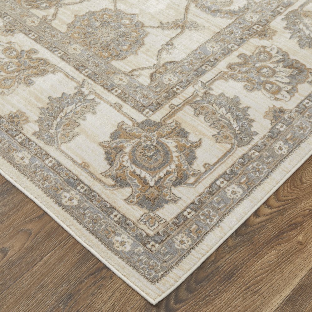 Celene Traditional Bordered, Tan/Ivory/Brown, 9' x 12' Area Rug. Picture 3