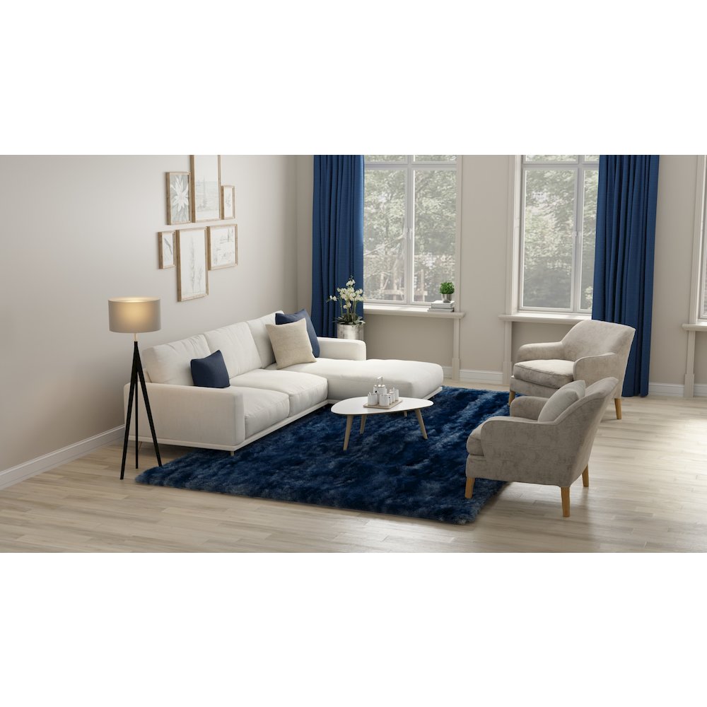 Indochine Modern Solid, Blue/Black, 7'-6" x 9'-6" Area Rug. Picture 3