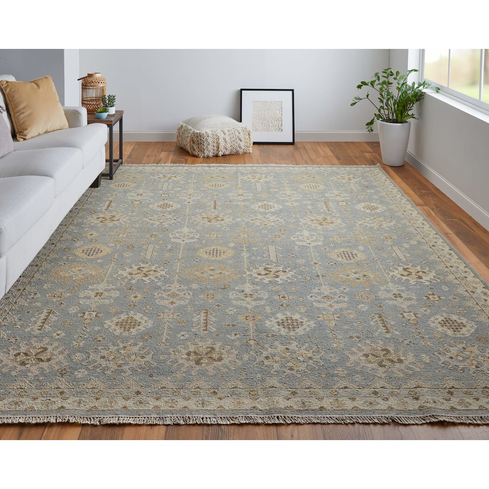 Corbitt Traditional Oriental, Blue/Gray/Ivory, 8'-6" x 11'-6" Area Rug. Picture 2