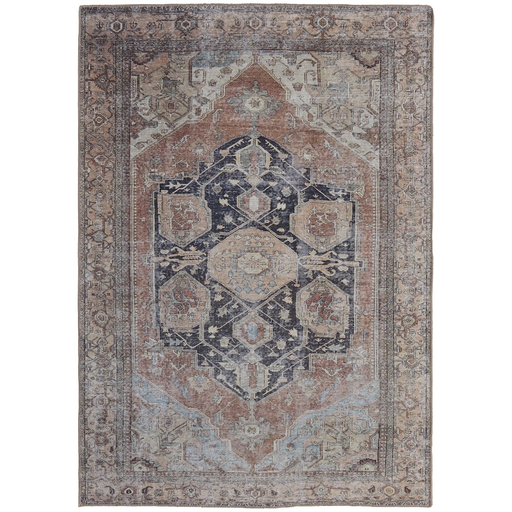 Percy Vintage Medallion Rug, Pink Clay/Charcoal Gray, 7ft-10in x 9ft-10in, PRC39ALFBRNRSTF71. Picture 1