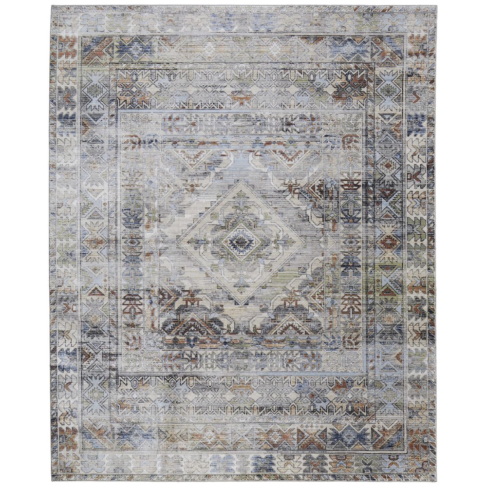 Melrose Transitional Distressed, Gray/Red/Blue, 7'-10" x 10'-3" Area Rug. Picture 1