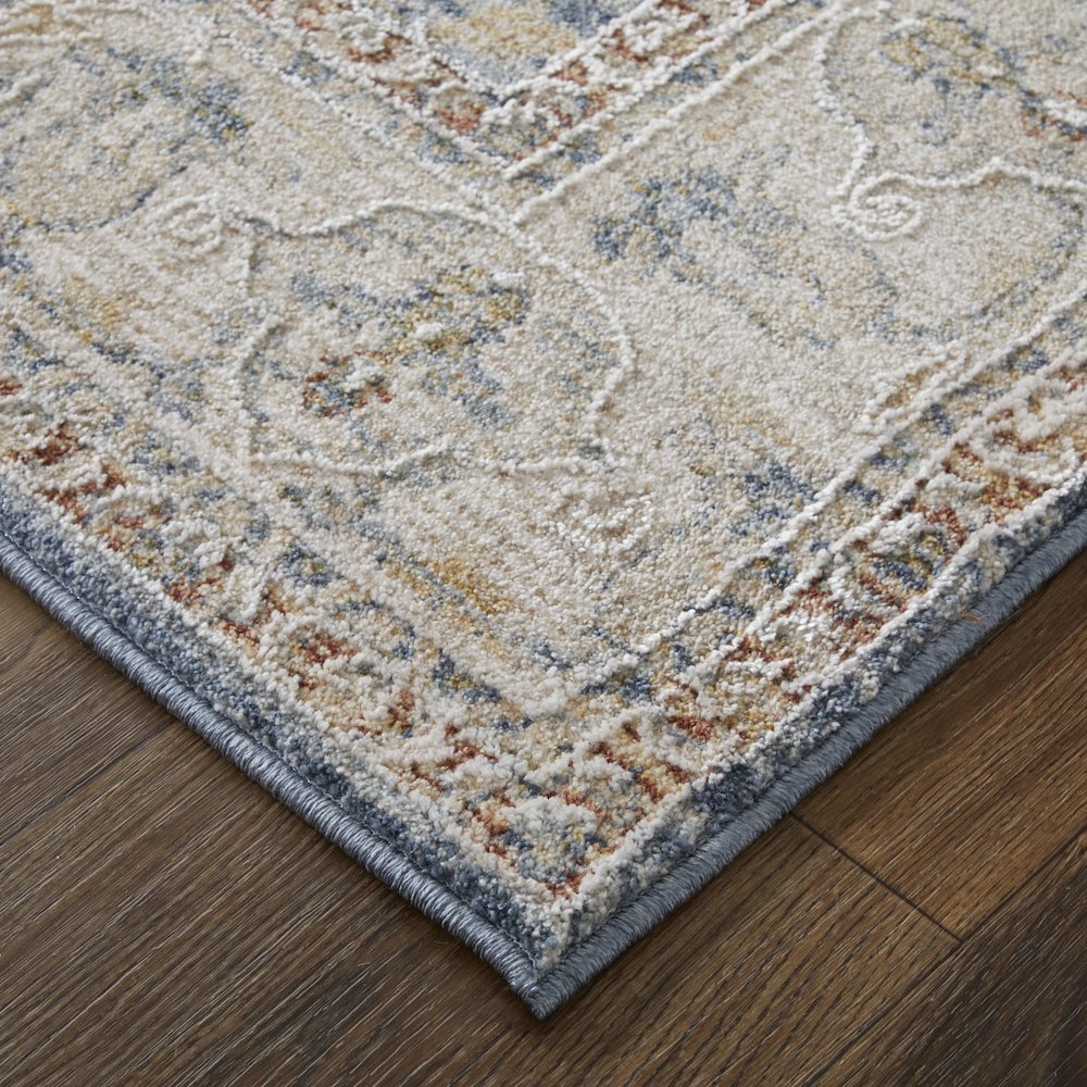 Pasha Transitional Ikat, Blue/Taupe/Ivory, 6'-7" x 9'-6" Area Rug. Picture 4