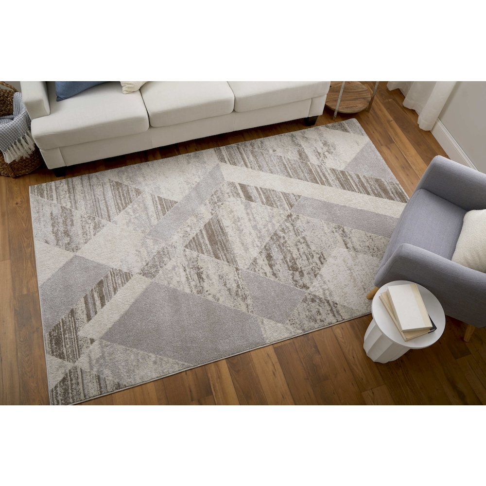 Vancouver Modern Geometric, Tan/Brown/Ivory, 1'-8" x 2'-10" Accent Rug. Picture 2