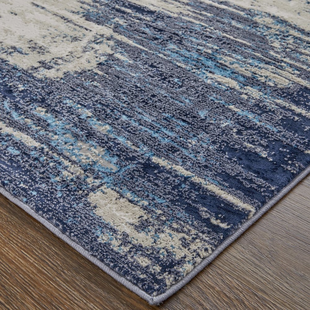 Indio Modern Abstract, Tan/Blue/Ivory, 9'-2" x 12' Area Rug. Picture 3