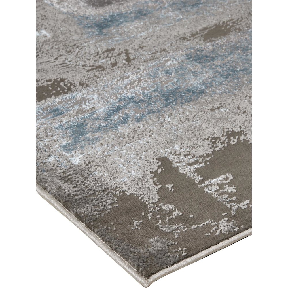 Azure Modern Abstract, Gray/Ivory/Blue, 3'-11" x 6' Accent Rug. Picture 2