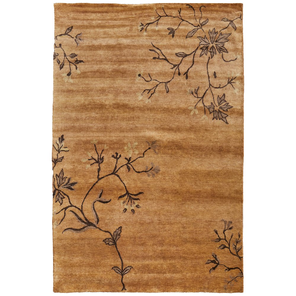 Cordonnet Transitional Floral & Botanical, Brown/Orange, 5'-6" x 8'-6" Area Rug. Picture 1