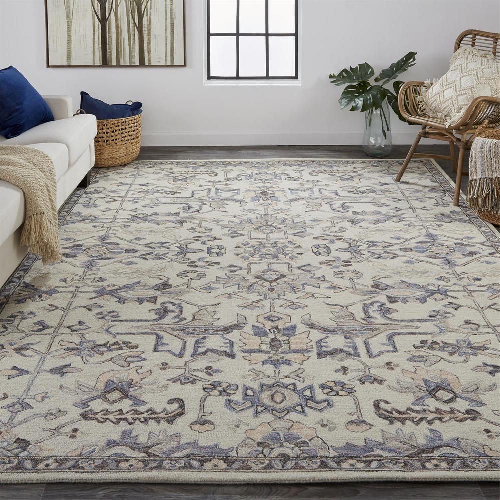 Fallon Rustic Farmhouse Rug, Light Gray/Cornflower Blue, 5ft x 8ft, FLN8838FIVYGRYE10. Picture 1
