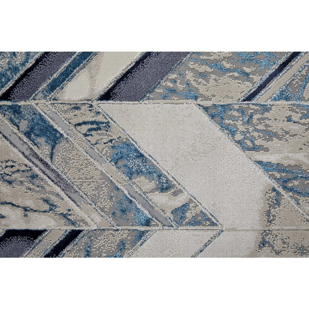 Indio Modern Herringbone, Ivory/Blue/Gray, 12' x 15' Area Rug. Picture 6