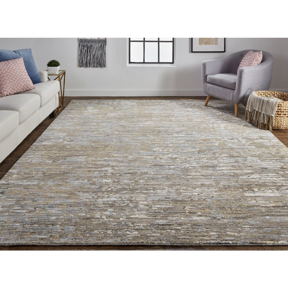 Conroe Modern Abstract, Brown/Gray, 9'-6" x 13'-6" Area Rug. Picture 2