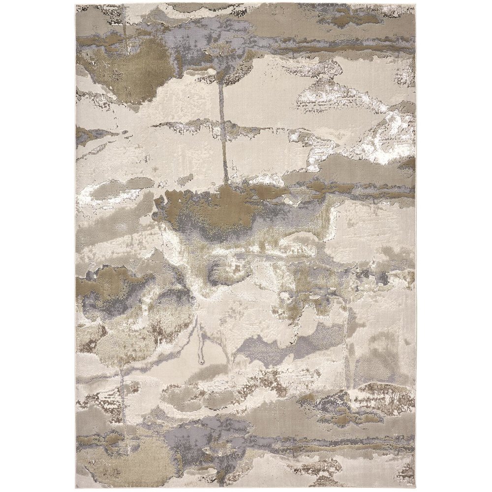 Aura Modern Watercolor, Gray/Ivory/Gold, 3'-11" x 6' Accent Rug. Picture 1