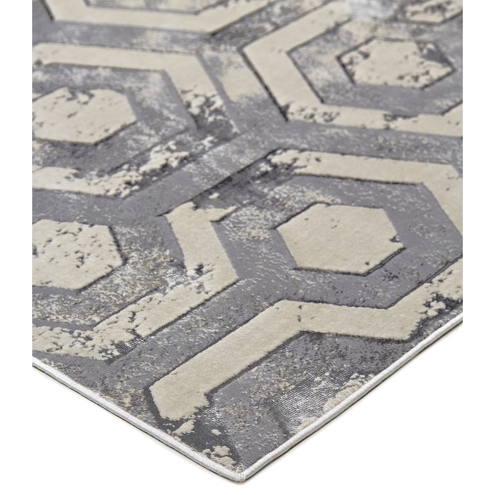 Micah Modern Distressed, Gray/Taupe/Silver, 3'-11" x 6' Accent Rug. Picture 3