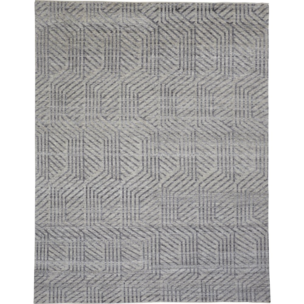 Vivien Architectural Hand Knot Wool Area Rug, Opal Gray/Asphalt Gray, 5ft x 8ft, 8046556FBGE000E10. Picture 1