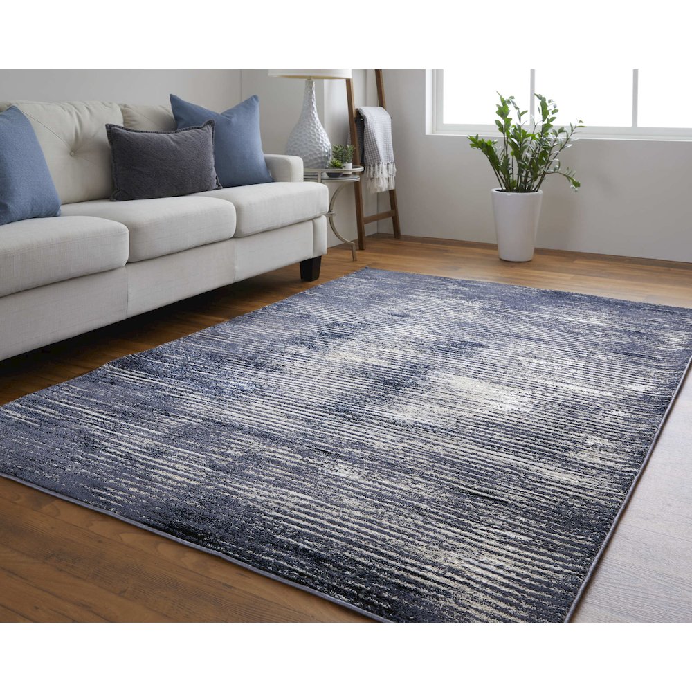 Indio Modern Gradient & Ombre, Blue/Gray/Ivory, 6'-7" x 9'-6" Area Rug. Picture 2