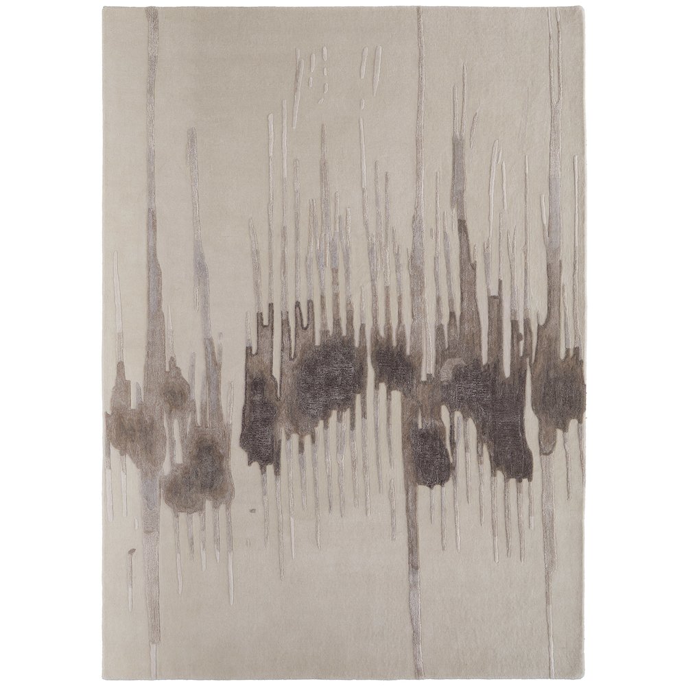 Anya Transitional Abstract, Ivory/Brown/Taupe, 2' x 3' Accent Rug. Picture 1