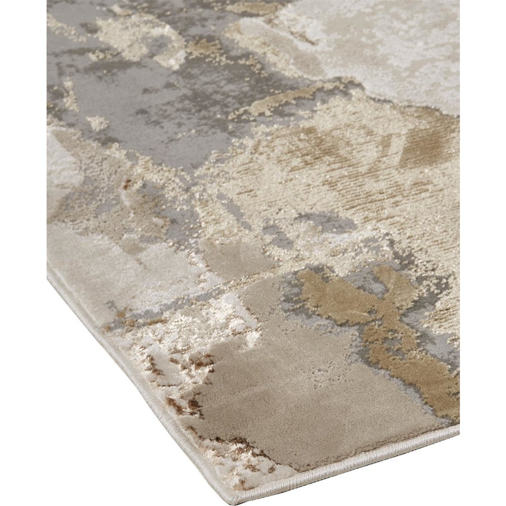 Aura Modern Watercolor, Gray/Ivory/Gold, 3'-11" x 6' Accent Rug. Picture 4
