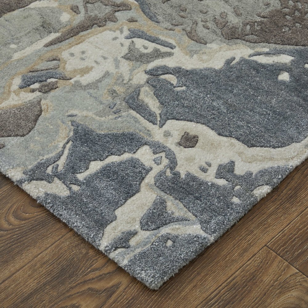 Zarah Modern Watercolor, Blue/Taupe/Green, 5' x 8' Area Rug. Picture 4