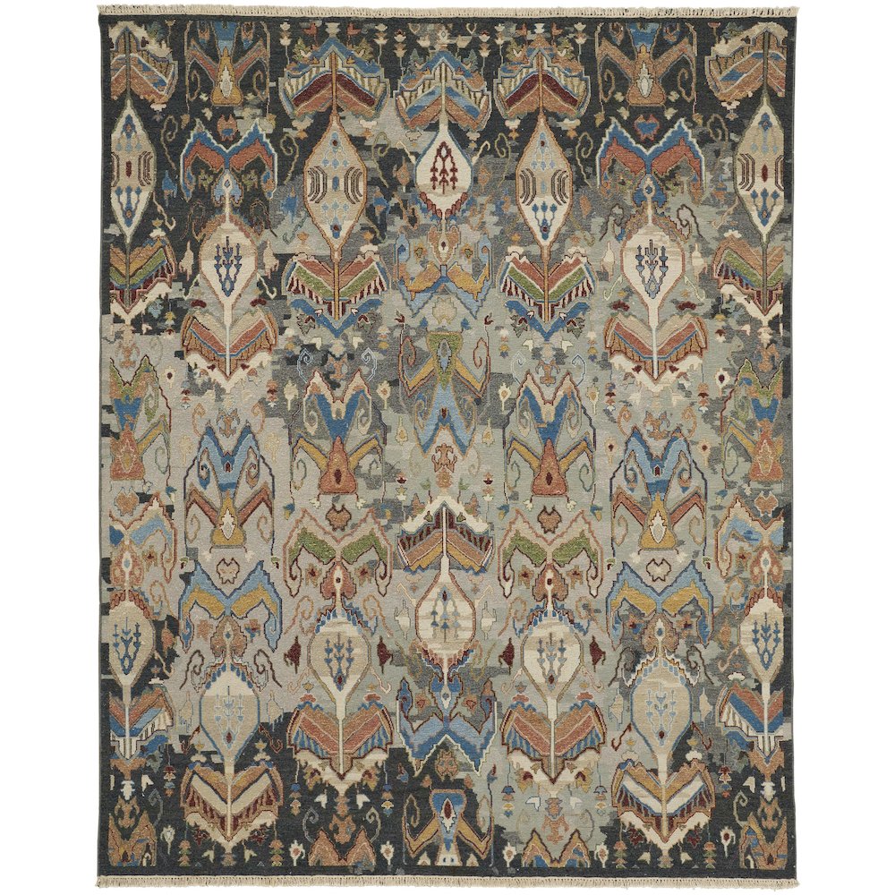 Leylan Transitional Ikat, Taupe/Tan/Orange, 5'-6" x 8'-6" Area Rug. Picture 1