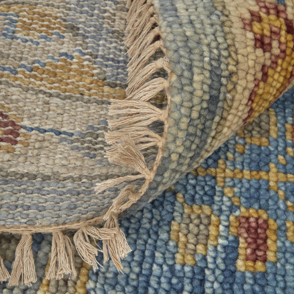 Fillmore Traditional Geometric, Blue/Yellow/Red, 3' x 5' Accent Rug. Picture 7