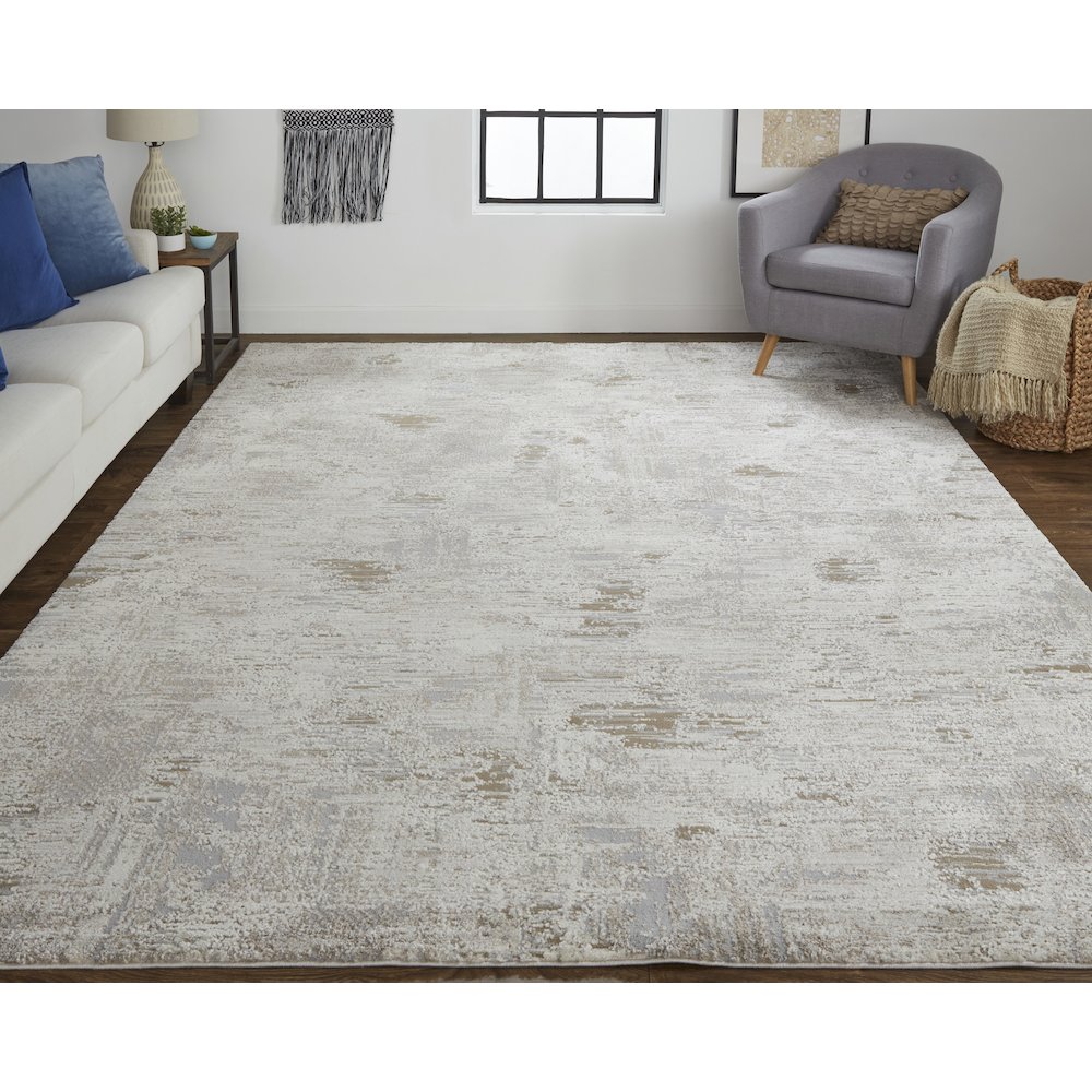 Vancouver Modern Abstract, Ivory/Gray/Tan, 1'-8" x 2'-10" Accent Rug. Picture 2