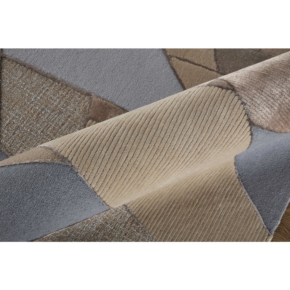 Nash Modern Geometric, Tan/Brown/Blue, 10' x 14' Area Rug. Picture 5